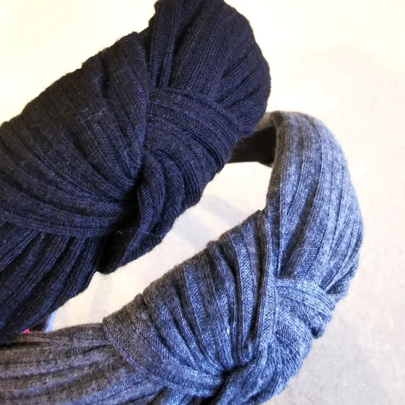 2 x Headbands Ribbed Grey & Black - Picture 3 of 3